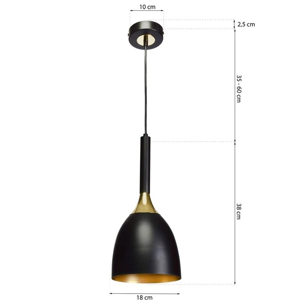Nowoczesna lampa wisząca CLARK BLACK/GOLD 1xE27 MLP6221