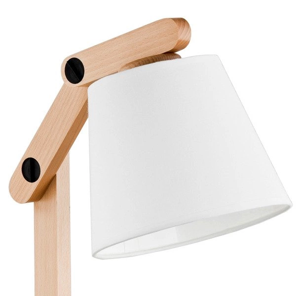 Nowoczesna lampa stojąca biurkowa JOGA I drewno śr. 32cm