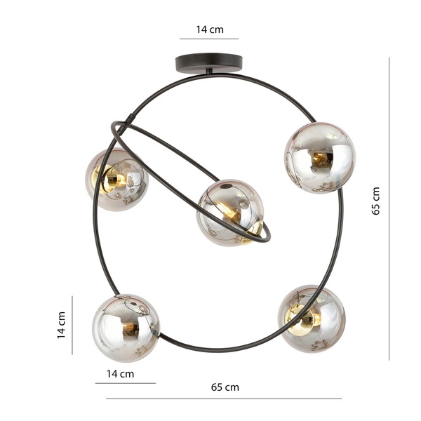Lampa sufitowa Emibig STARDOM 5 BL GRAFIT 1292/5