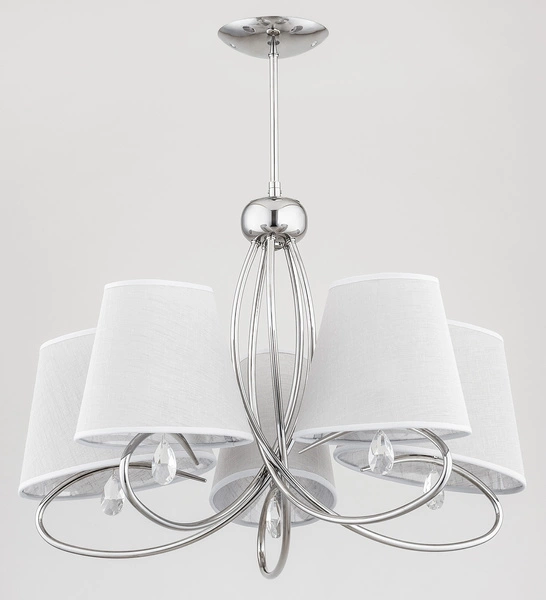 Lampa sufitowa żyrandol z abażurami SIENA chrom/szary śr. 61cm