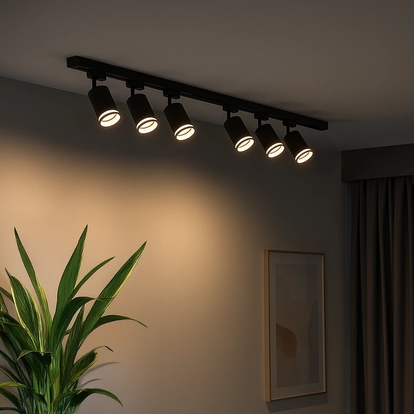 Zestaw Oprawa Pipe Ring Track Czarny 6xGU10 2m