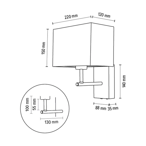 Kinkiet do sypialni z dodatkowym włącznikiem SONAR 1xE27 Max.25W Drewno bukowe dodatkowy włącznik 5722976