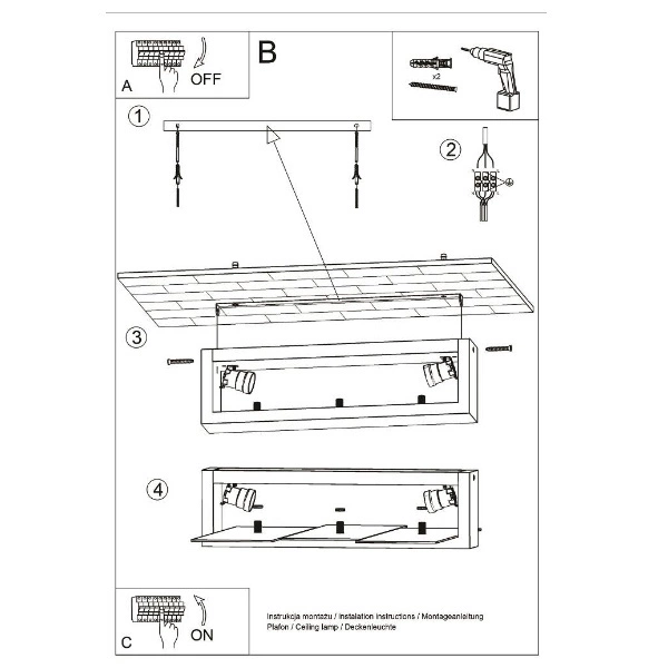 Plafon FENIKS 2 lampa sufitowa drewno kolor drewno naturalne 2x15W LED, SL.0076