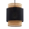 Lampa wisząca rattanowa abażur do salonu BOHO BLACK szer. 20cm | czarny 6540