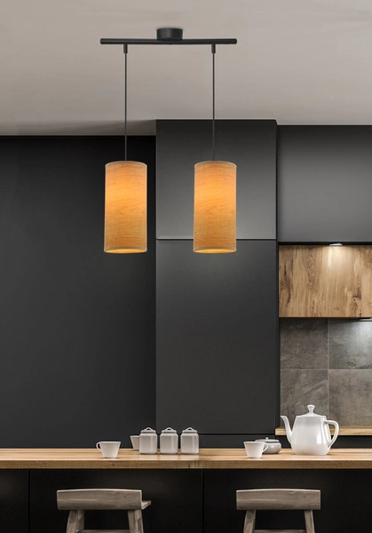 Lampa wisząca BALLO, 32-19738, czarny/orzechowy, 2x60W E27