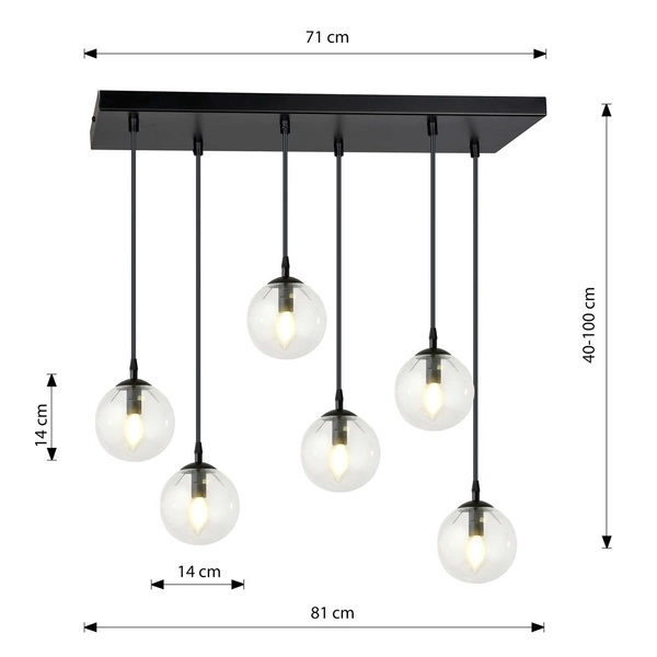 Lampa wisząca Emibig COSMO 6 BL TRANSPARENT 711/6