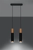 Lampa wisząca PABLO 2 czarna stal, naturalne drewno, SL.0633