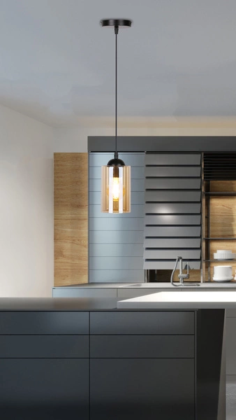 Lampa wisząca BISTRO, czarny/brązowy, 1x40W E27