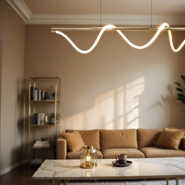 Lampa wisząca Serpente DDXZ004 GŁADKI 120cm LED 55W CCT + pilot | złoty