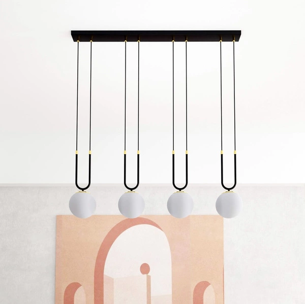 Lampa wisząca Emibig GLAM 4 Czarny/OPAL 1112/4