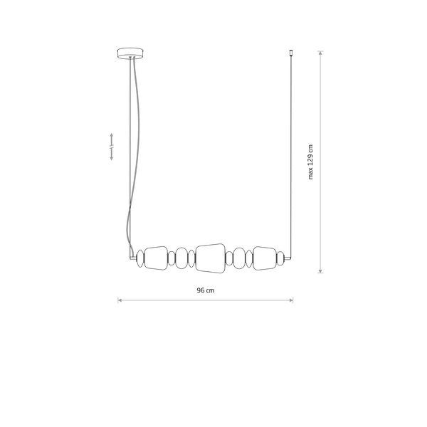 Lampa wisząca CERAMIC HORIZONTAL LED 26W 3000K 2000lm wys.129cm szer.17cm dług.96cm | Szary-Brąz 11699