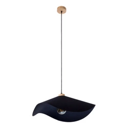 Lampa wisząca Hattu 1xE27 Max.40W Dąb olejowany/Czarny kabel z tkaniny/Czarny klosz z tkaniny 1615119174