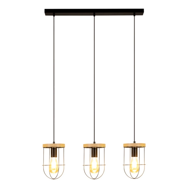 Netuno Lampa Wisząca 3xE27 Max.60W Czarny/Dąb Olejowany 184159304