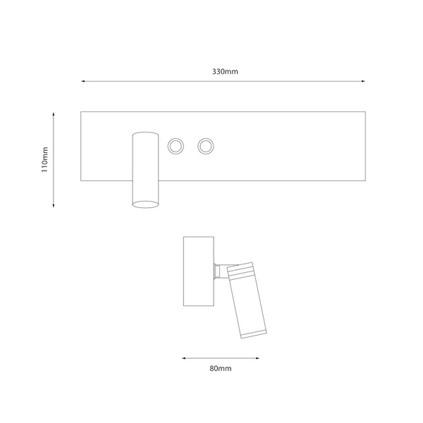 Kinkiet Resort Czarny Lewy 10W + 3W LED 4000K