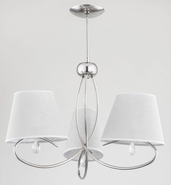 Lampa sufitowa żyrandol z abażurami SIENA chrom/szary śr. 61cm