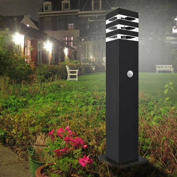 Lampa ogrodowa słupek Malibu czujnik PIR E27 IP54 wys. 60cm | czarny