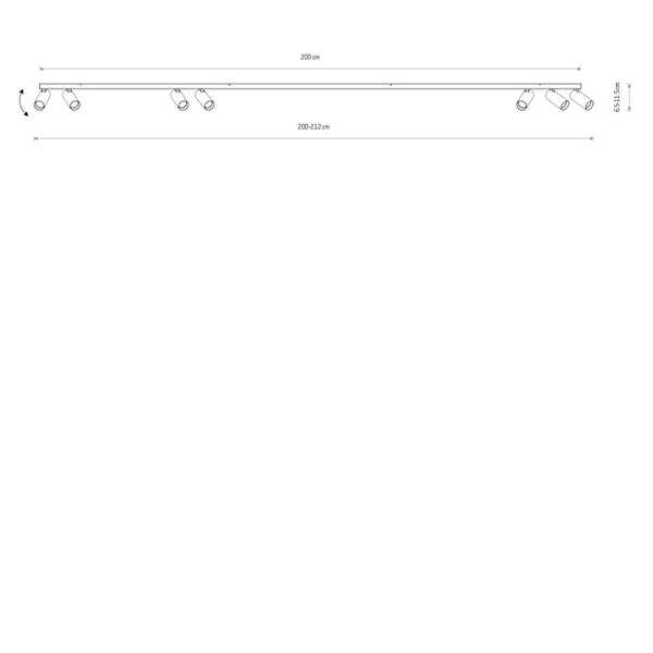 Lampa sufitowa FOURTY VII miniGU10 dług.200cm szer.4cm | Czarny 10743