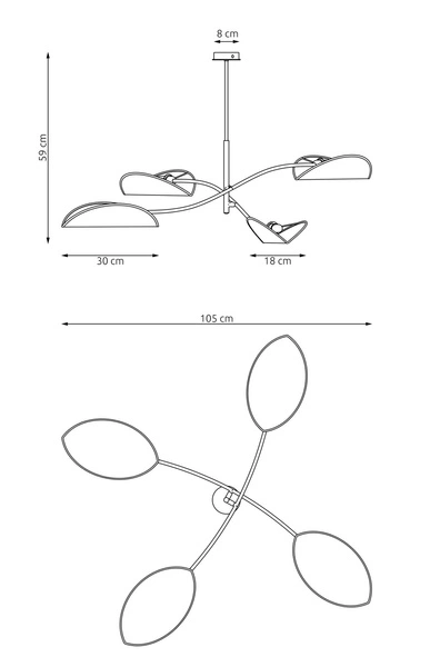 Lampa sufitowa Emibig LOTUS 4 BL GRAY 1462/4