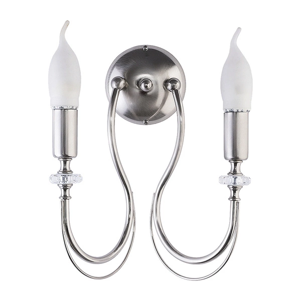 Klasyczny Kinkiet MELANI wys. 31cm 2xE14 11W IP20 | Srebrny