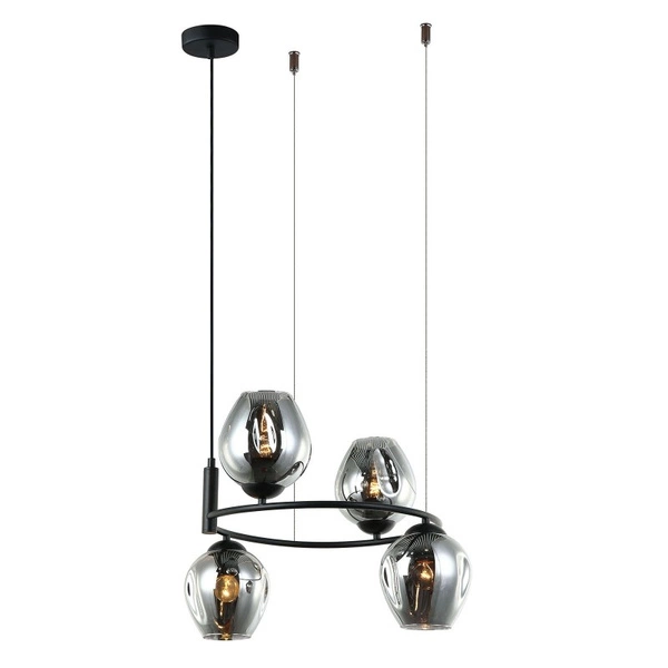 Lampa wisząca Roxane śr. 54cm 4xE27 | czarny/dymiony grafitowy