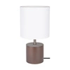 Trongo Okrągła Lampa Stołowa 1xE27 Maks. 25W Drewno Bukowe Orzech/Czarny Kabel PCV/Klosz z Białej Tkaniny 7181976