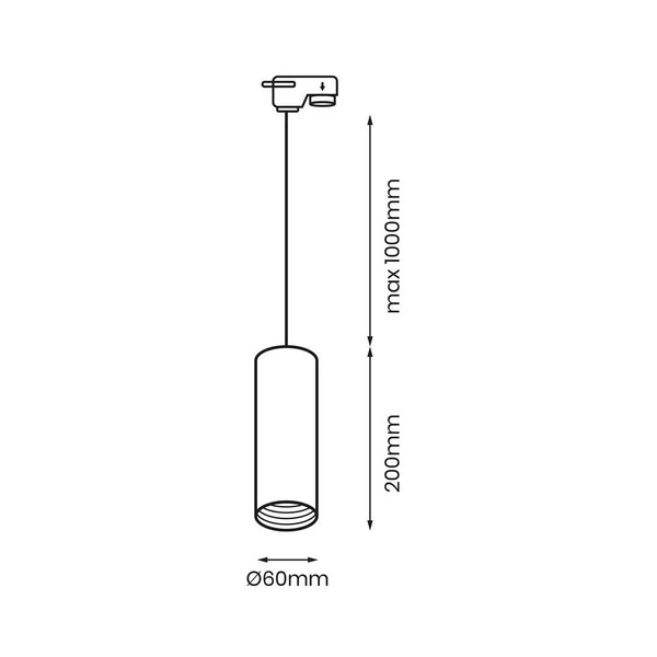Wiszący spot szynoprzewodu 1F Pipe Track Pendant 1xGU10 | czarny