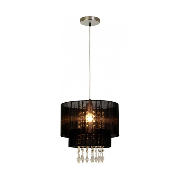 Ekskluzywna lampa wisząca LETA kryształki E27 śr. 30 | czarny