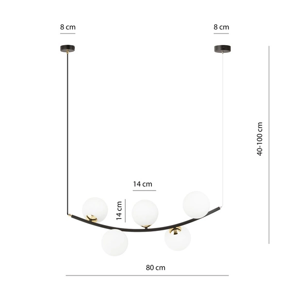 Lampa wisząca Emibig RITZ 5 BL OPAL 1298/5
