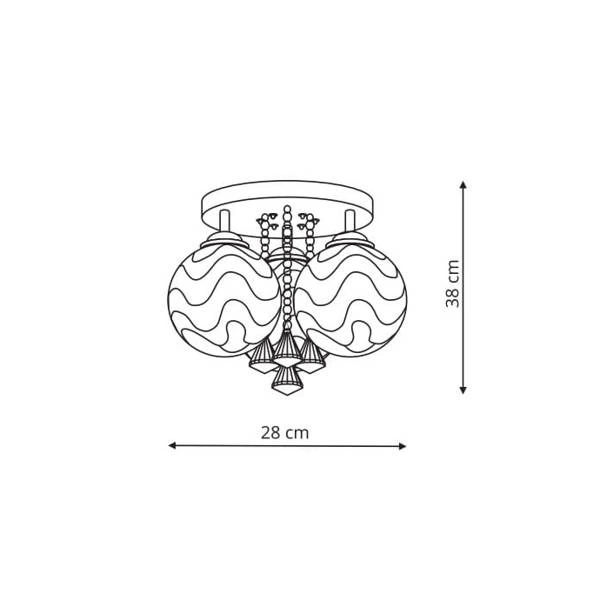 Plafon SADA 3, srebrna z białymi kloszami, 3x40W E14 + LED kolor