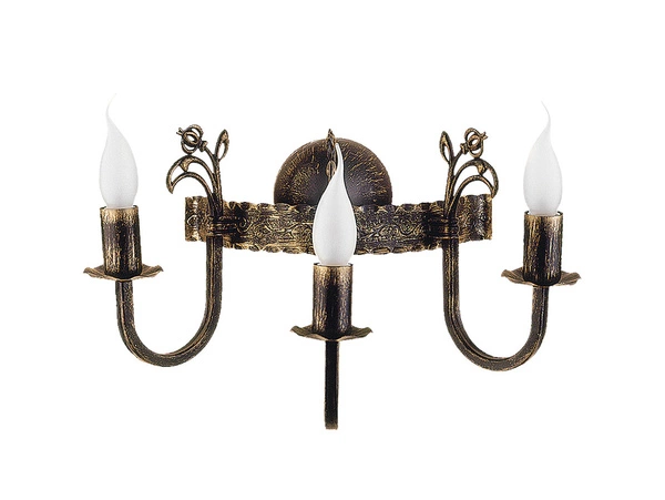 Klasyczny Kinkiet KORONA wys. 25cm 3xE14 11W IP20 | Brązowy ręcznie patynowany