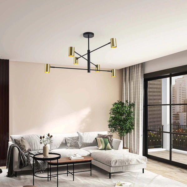 Lampa sufitowa Snow 6, czarny/złoty, 6x50W GU10