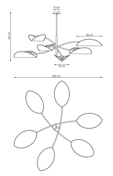 Lampa sufitowa Emibig LOTUS 6 BL MUSTARD 1460/6