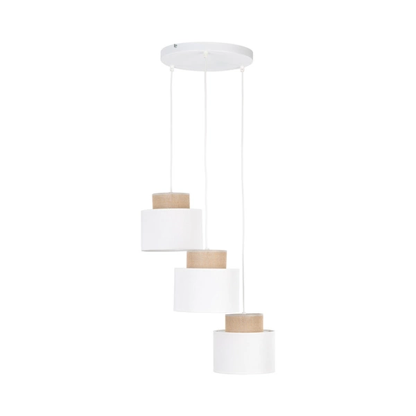 DUO WHITE JUTA LAMPA WISZACA 3 KOŁO 2594