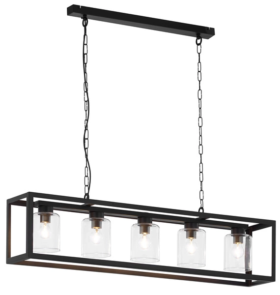 Loftowy Żyrandol MACARI wys. 40-86cm 5xE27 15W IP20 | Czarny