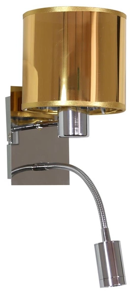 Kinkiet SYLWANA 21-29287 chrom/złoty 1x40W E14 + 3W LED, barwa ciepła 3000K, z wyłącznikiem