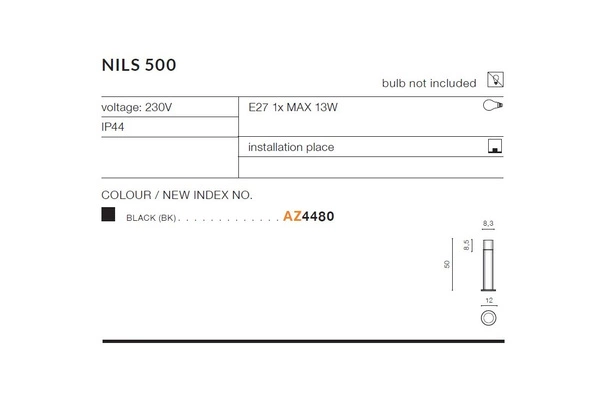 Azzardo NILS 500 BK 4480