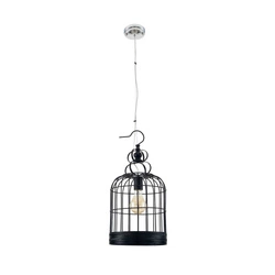 Lampa wisząca Cage 1xE27 maks. 60W chromowany metal/czarny metal/przezroczysty kabel PVC 9501104