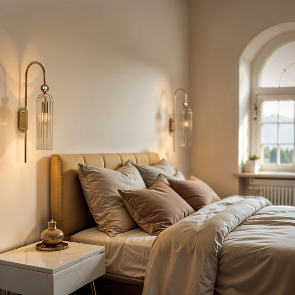 Lampa Dekoracyjna Ścienna Kinkiet Szklana AM204 1xE14 Złota Regina