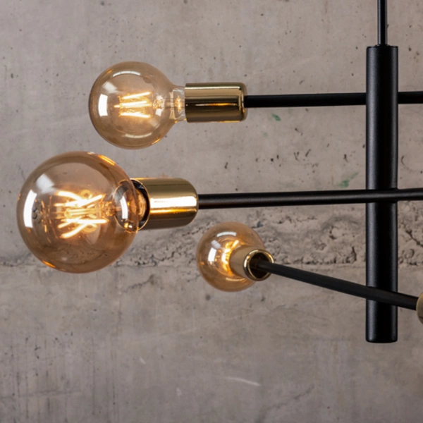 Kinkiet ONYX Poczwórny CZARNY/ZŁOTY w nowoczesnym stylu