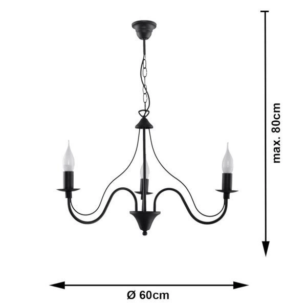Żyrandol Sollux MINERWA 3 Stal, Czarny, E14, 3 X 12W LED, sl.0217