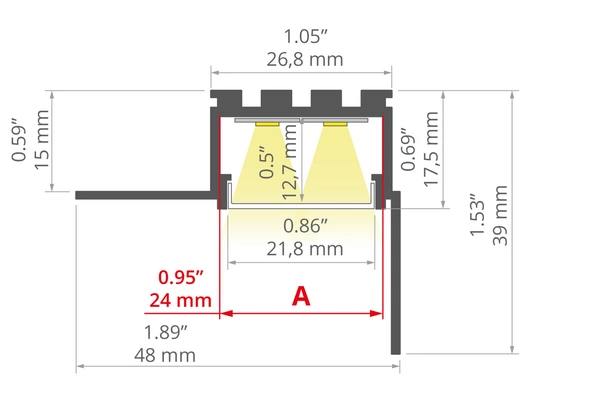Profil aluminiowy KOZUS-CR 200cm do płyt GK ściana-sufit | srebrny