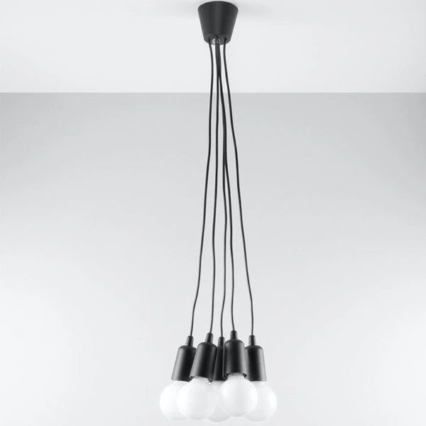 Lampa Wisząca DIEGO 5, PCV Czarna, E27 60W, SL.0574