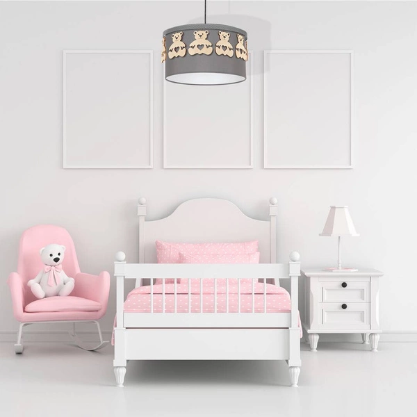 Lampa wisząca dziecięca MIŚ szary śr. 37cm