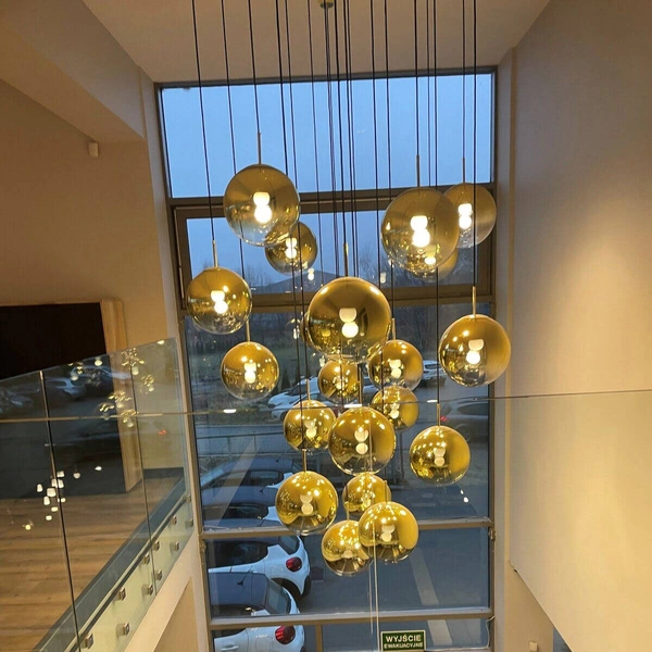 Lampa wisząca szklana kula złota PALLA śr. 30cm