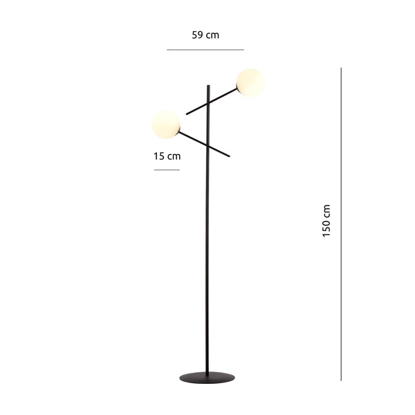 Lampa podłogowa Emibig LINEAR LP2 Czarny/OPAL 1169/LP2