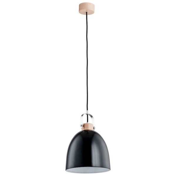 Lampa wisząca zwis HERMINA czarny/drewno śr. 22cm