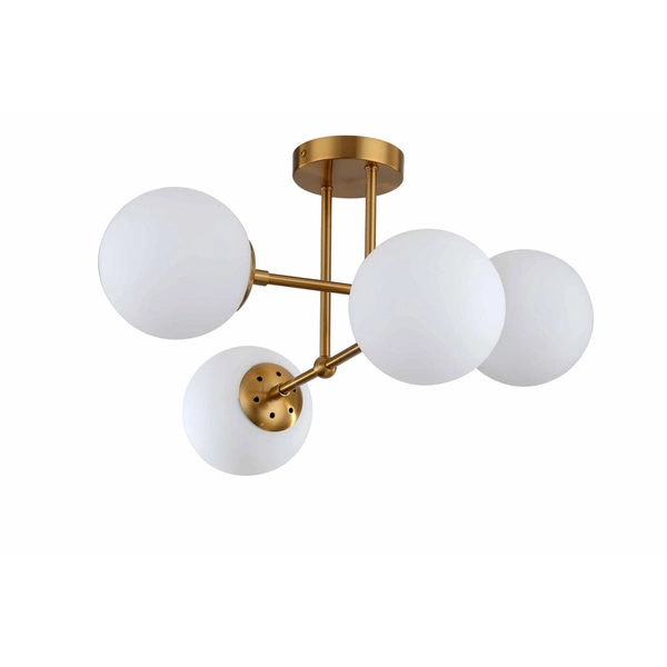 Lampa wisząca Roma 4, złota z białymi kloszami, 4x40W E14