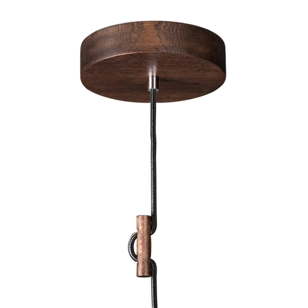 Lampa wisząca Trigonon 1xE27 maks. 60W drewno bukowe orzechowe/kabel z czarnej tkaniny 1271976