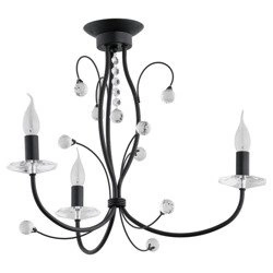 Żyrandol klasyczny świecznikowy PERLOTA śr. 52cm czarny
