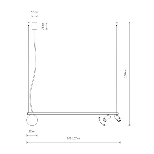 Lampa wisząca FOURTY III G9+miniGU10 wys.160cm dług.101 | Biały 11445